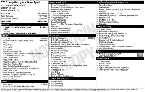 2026 Jeep Wrangler Sport