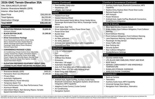Metallic 2026 GMC Terrain Elevation