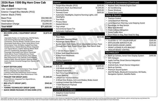 2026 RAM 1500 Big Horn/Lone Star