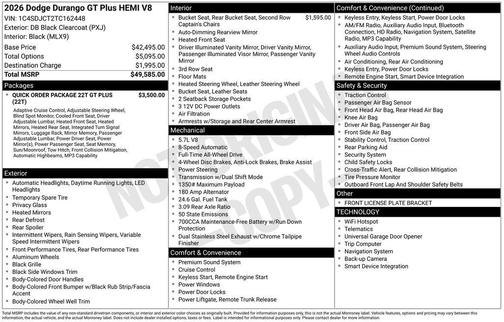 2026 Dodge Durango GT HEMI V8