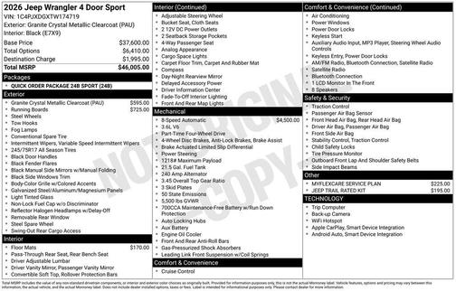 2026 Jeep Wrangler Sport