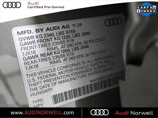 2025 Audi Q3 Premium 45 TFSI S line quattro Tiptronic