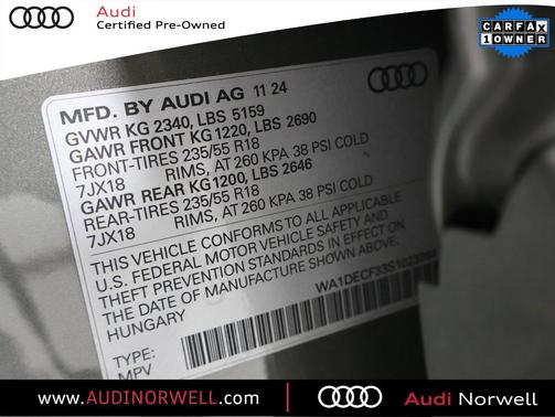 2025 Audi Q3 Premium 45 TFSI S line quattro Tiptronic