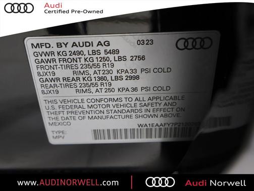 Mythos Black Metallic 2023 Audi Q5 45 S line Premium Plus
