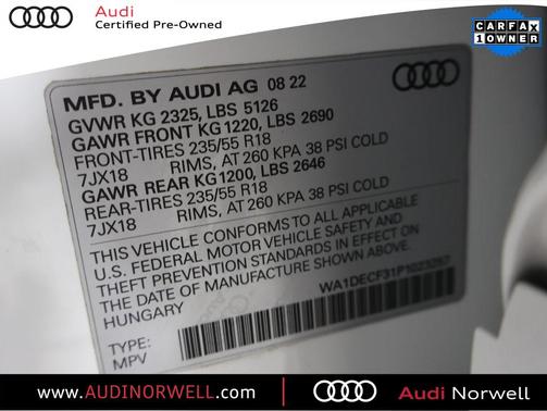 2023 Audi Q3 Premium 45 TFSI S line quattro Tiptronic