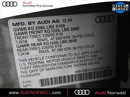 2025 Audi Q3 Premium 45 TFSI S line quattro Tiptronic