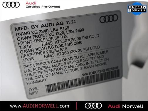 2025 Audi Q3 Premium 45 TFSI S line quattro Tiptronic
