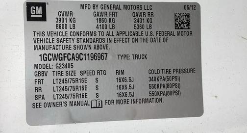2012 Chevrolet Express 2500 Work Van