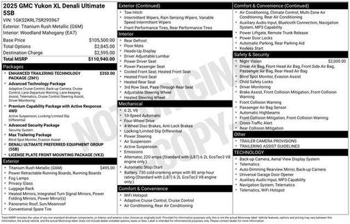 Titanium Rush Metallic 2025 GMC Yukon XL Denali Ultimate