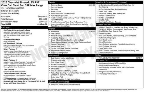 Black 2025 Chevrolet Silverado EV RST