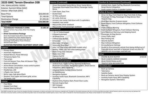 Summit White 2025 GMC Terrain Elevation