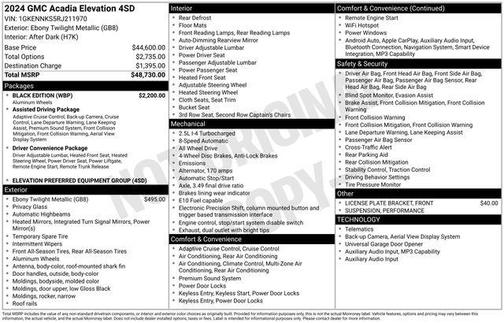 Ebony Twilight Metallic 2024 GMC Acadia AWD Elevation