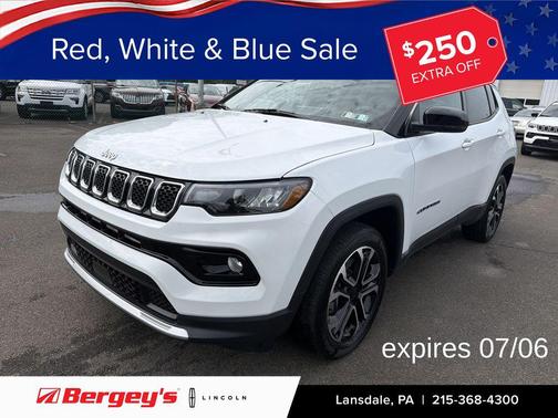 Bright White Clearcoat 2023 Jeep Compass Limited