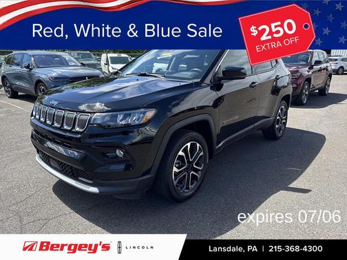 Diamond Black Crystal Pearlcoat 2022 Jeep Compass Limited