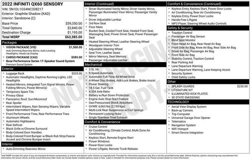 2022 INFINITI QX60 SENSORY