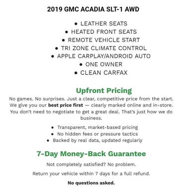 Summit White 2019 GMC Acadia SLT-1