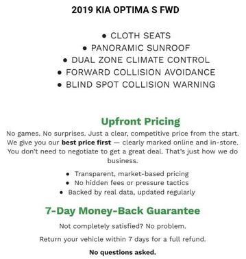 Snow White Pearl 2019 Kia Optima S