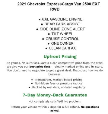 2021 Chevrolet Express 2500 RWD 2500 Extended Wheelbase WT