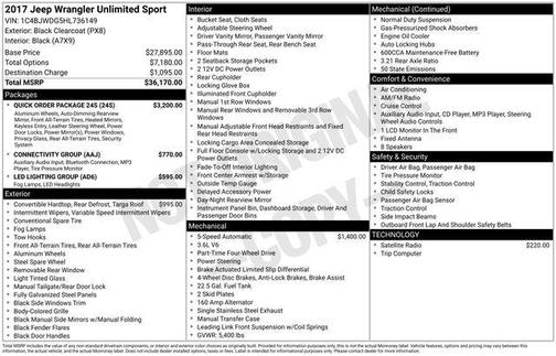2017 Jeep Wrangler Unlimited Sport