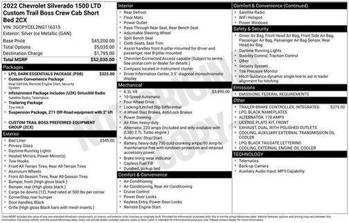 2022 Chevrolet Silverado 1500 Custom Trail Boss