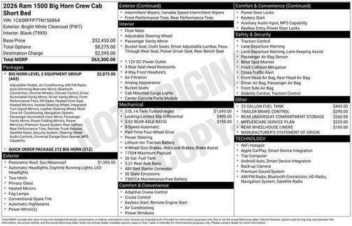 2026 RAM 1500 Big Horn/Lone Star