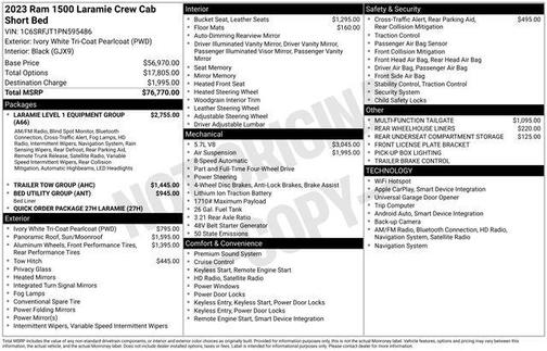 Ivory White Tri-Coat Pearlcoat 2023 RAM 1500 Laramie