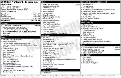 2024 RAM ProMaster 2500 Tradesman