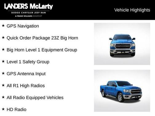 Hydro Blue Pearlcoat 2023 RAM 1500 Big Horn/Lone Star