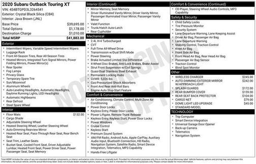 2020 Subaru Outback Touring XT