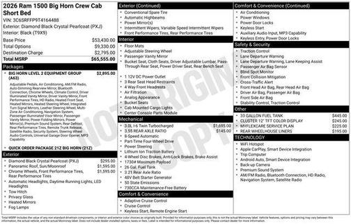 Diamond Black Crystal Pearlcoat 2026 RAM 1500 Big Horn/Lone Star