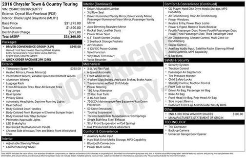 2016 Chrysler Town & Country Touring