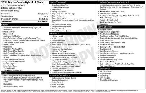 2024 Toyota Corolla Hybrid LE