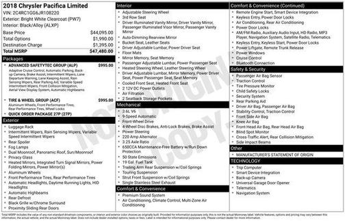 2018 Chrysler Pacifica Limited