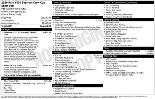 2026 RAM 1500 Big Horn/Lone Star