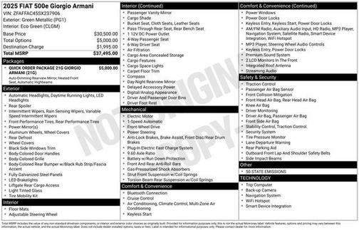 2025 FIAT 500e Giorgio Armani FWD