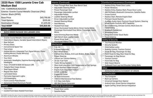 Granite Crystal Metallic Clearcoat 2020 RAM 1500 Laramie