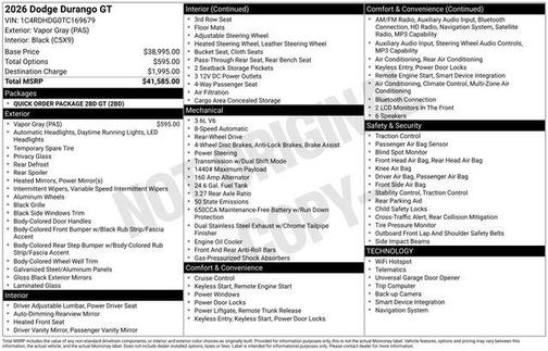 2026 Dodge Durango GT RWD