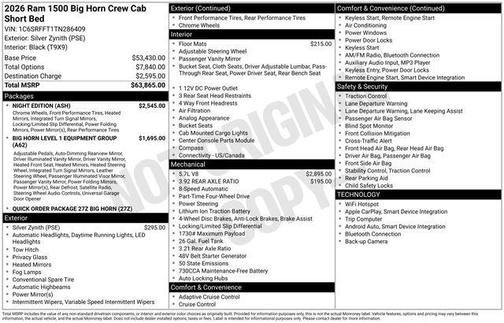 2026 RAM 1500 Big Horn/Lone Star