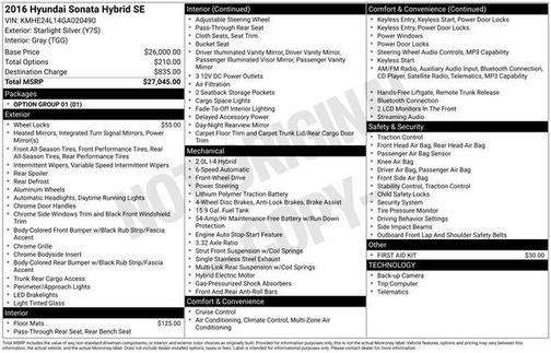 2016 Hyundai SONATA Hybrid SE