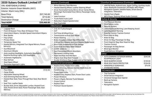 2020 Subaru Outback Limited XT