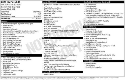 Steel Gray 2023 Kia Forte LXS