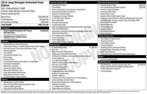 2014 Jeep Wrangler Unlimited Polar Edition