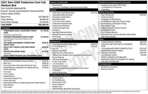 2021 RAM 2500 Tradesman Crew Cab 4x4 6'4' Box