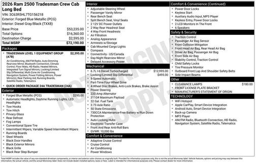 2026 RAM 2500 Tradesman Crew Cab 4x4 8' Box