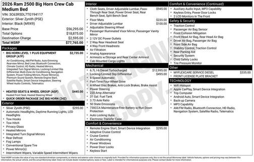 2026 RAM 2500 Big Horn