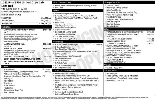 2022 RAM 3500 Limited Crew Cab 4x4 8' Box