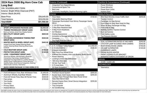 2024 RAM 3500 Big Horn Crew Cab 4x4 8' Box