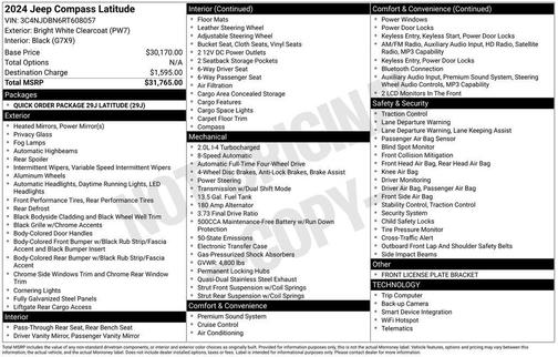 Bright White Clearcoat 2024 Jeep Compass Latitude