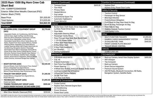 2025 RAM 1500 Big Horn/Lone Star