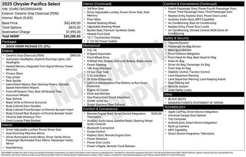 Ceramic Gray Clearcoat 2025 Chrysler Pacifica L